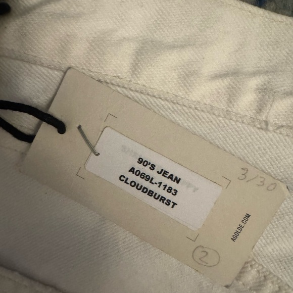 NWT Agolde Women's 90s Straight Leg Distressed White Jeans - Picture 6 of 6